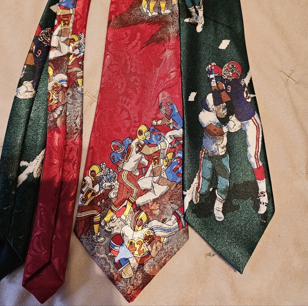 Vinatge Colorful Football Themed Ties